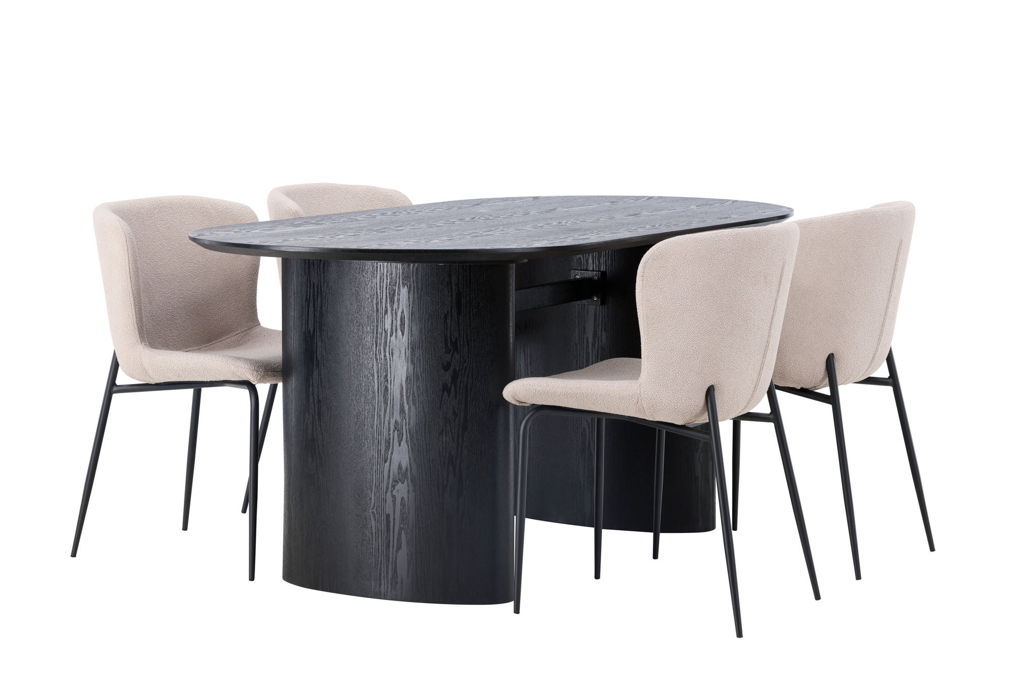 Venture Home Isolde spisebord 180*75 - Black / Black MDF +Modesto Spisebordsstol - Beige / Beige Boucle _4