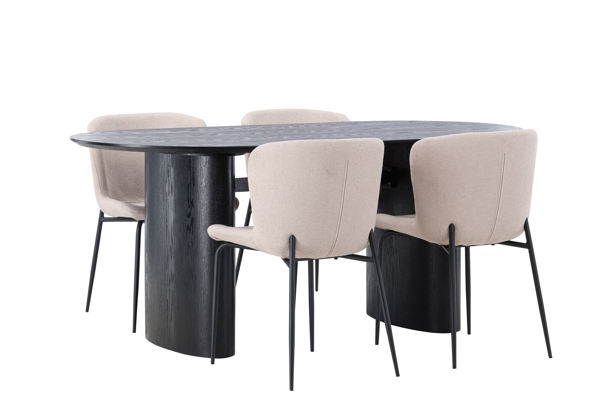 Venture Home Isolde spisebord 180*75 - Black / Black MDF +Modesto Spisebordsstol - Beige / Beige Boucle _4