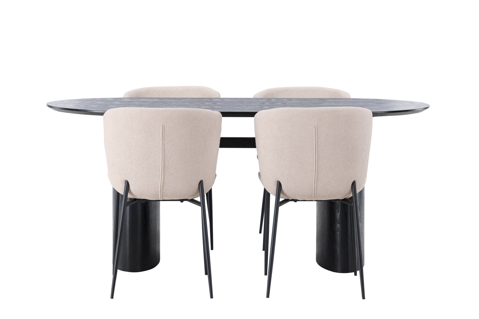 Venture Home Isolde spisebord 180*75 - Black / Black MDF +Modesto Spisebordsstol - Beige / Beige Boucle _4