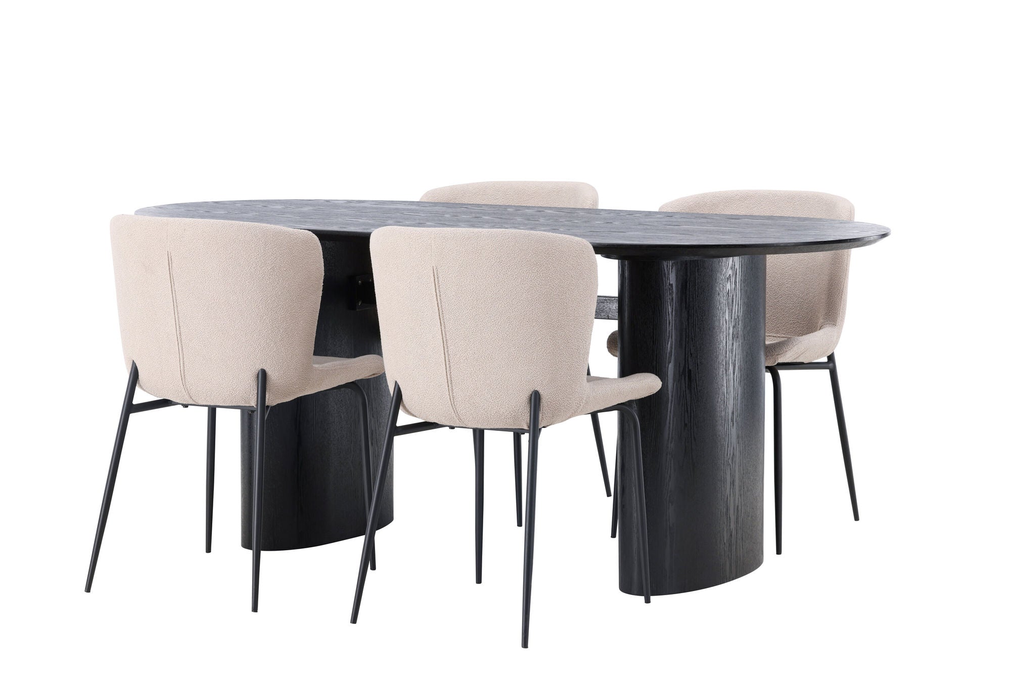 Venture Home Isolde spisebord 180*75 - Black / Black MDF +Modesto Spisebordsstol - Beige / Beige Boucle _4