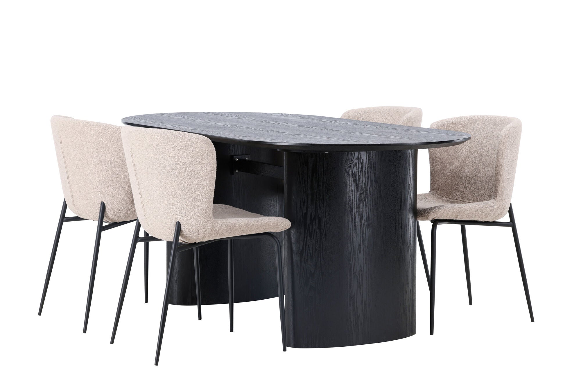 Venture Home Isolde spisebord 180*75 - Black / Black MDF +Modesto Spisebordsstol - Beige / Beige Boucle _4