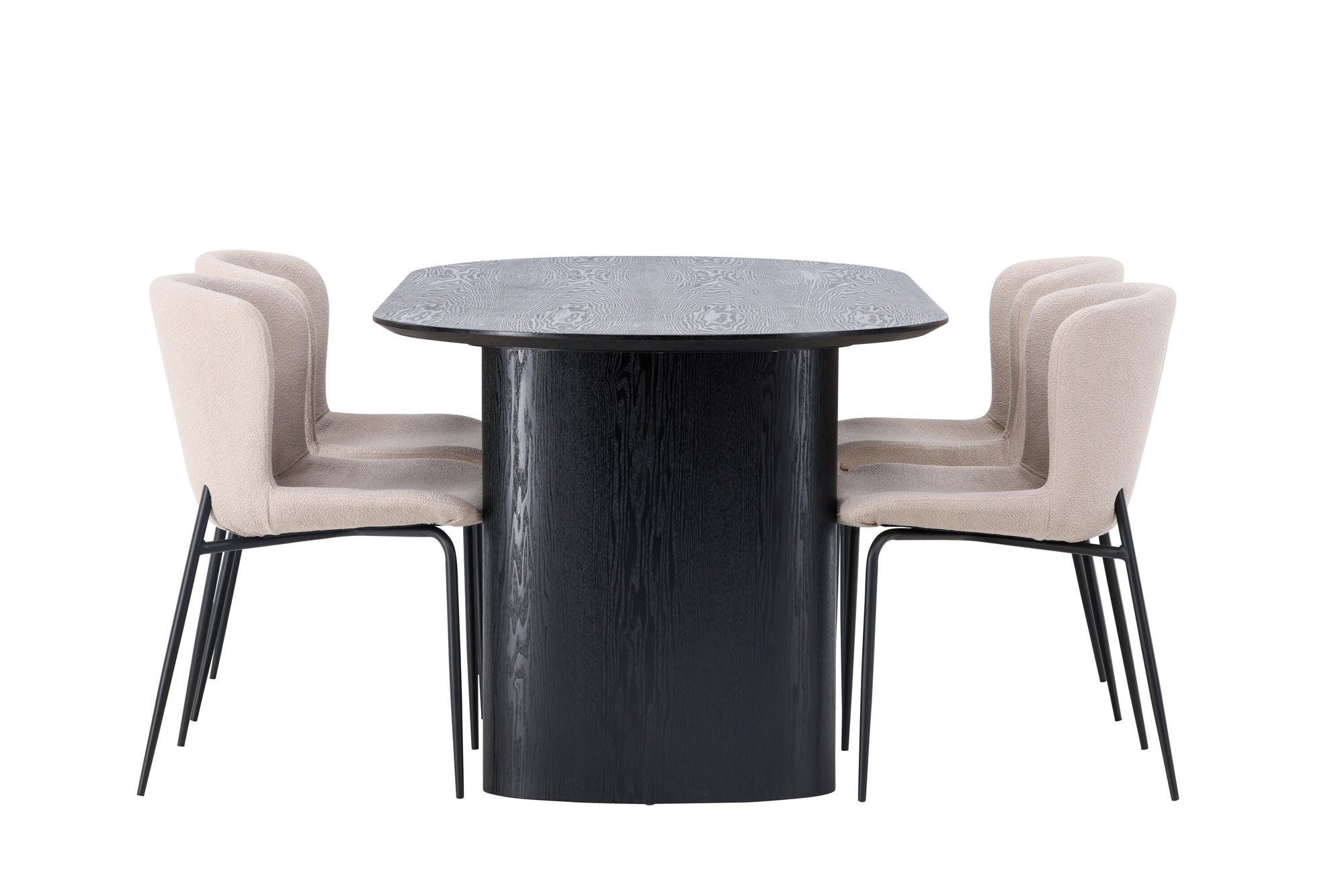 Venture Home Isolde spisebord 180*75 - Black / Black MDF +Modesto Spisebordsstol - Beige / Beige Boucle _4