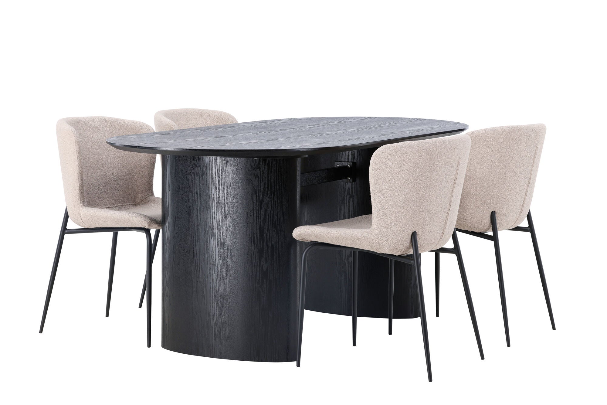 Venture Home Isolde spisebord 180*75 - Black / Black MDF +Modesto Spisebordsstol - Beige / Beige Boucle _4