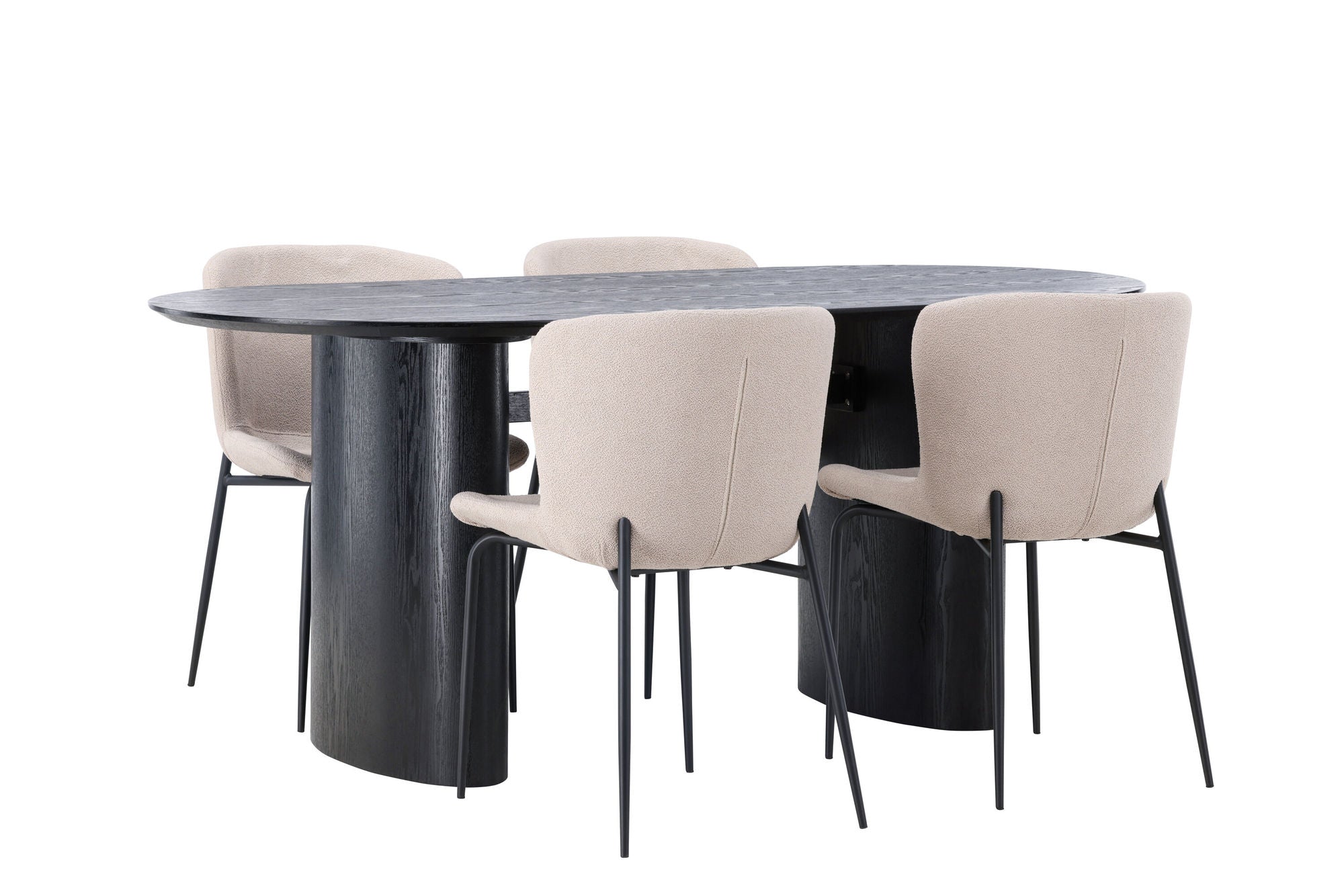 Venture Home Isolde spisebord 180*75 - Black / Black MDF +Modesto Spisebordsstol - Beige / Beige Boucle _4