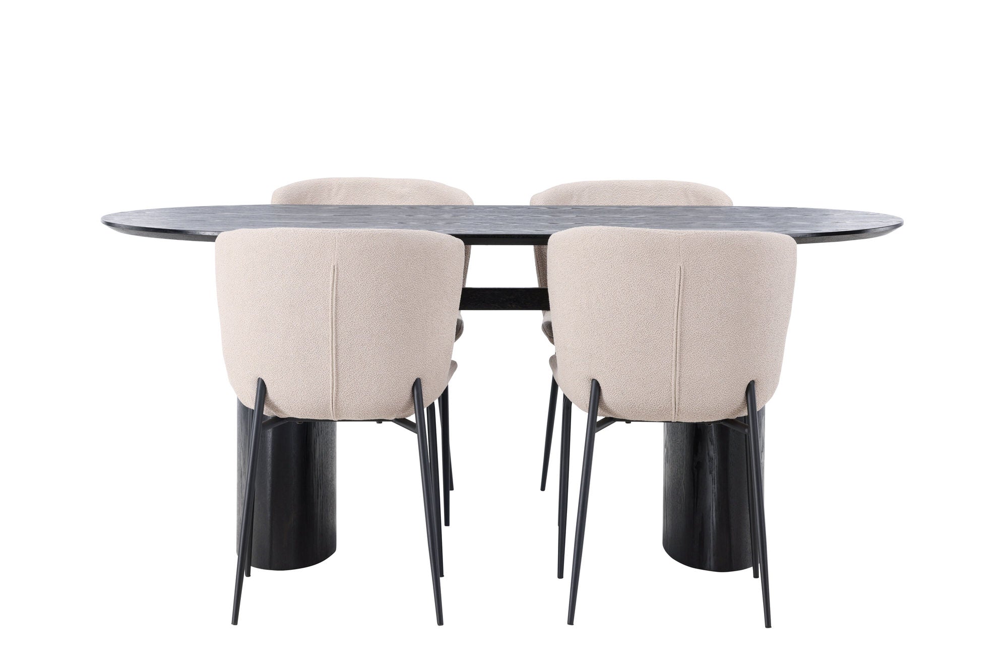 Venture Home Isolde spisebord 180*75 - Black / Black MDF +Modesto Spisebordsstol - Beige / Beige Boucle _4