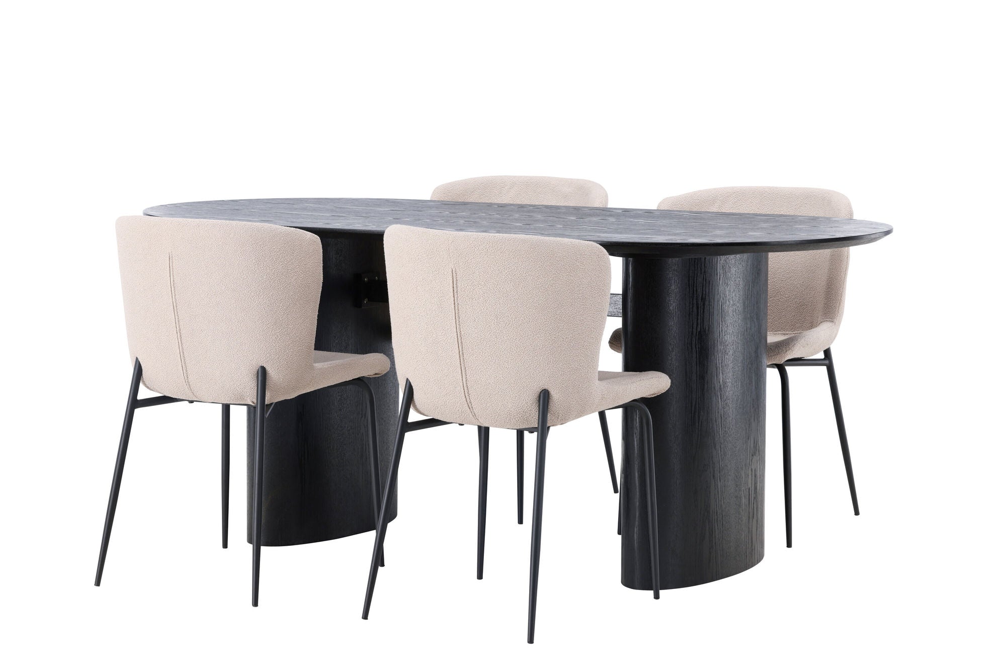 Venture Home Isolde spisebord 180*75 - Black / Black MDF +Modesto Spisebordsstol - Beige / Beige Boucle _4