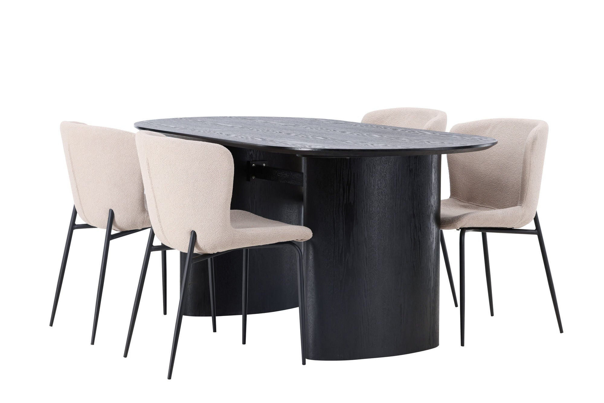 Venture Home Isolde spisebord 180*75 - Black / Black MDF +Modesto Spisebordsstol - Beige / Beige Boucle _4