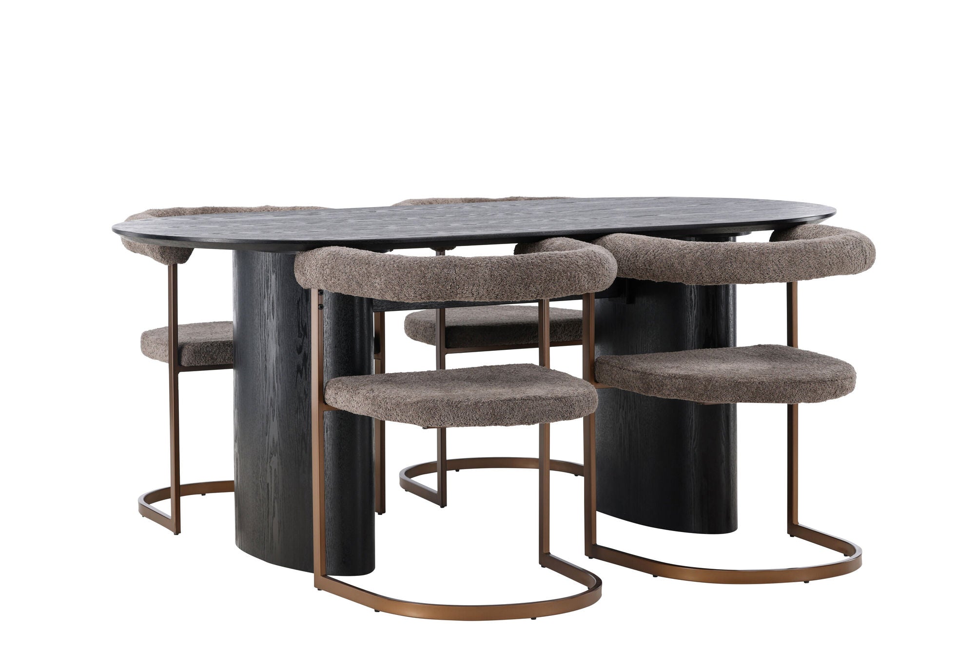 Venture Home Isolde spisebord 180*75 - Black / Black MDF +Morning Spisebordsstol - Black / Black Boucle _4
