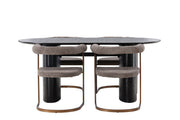 Venture Home Isolde spisebord 180*75 - Black / Black MDF +Morning Spisebordsstol - Black / Black Boucle _4