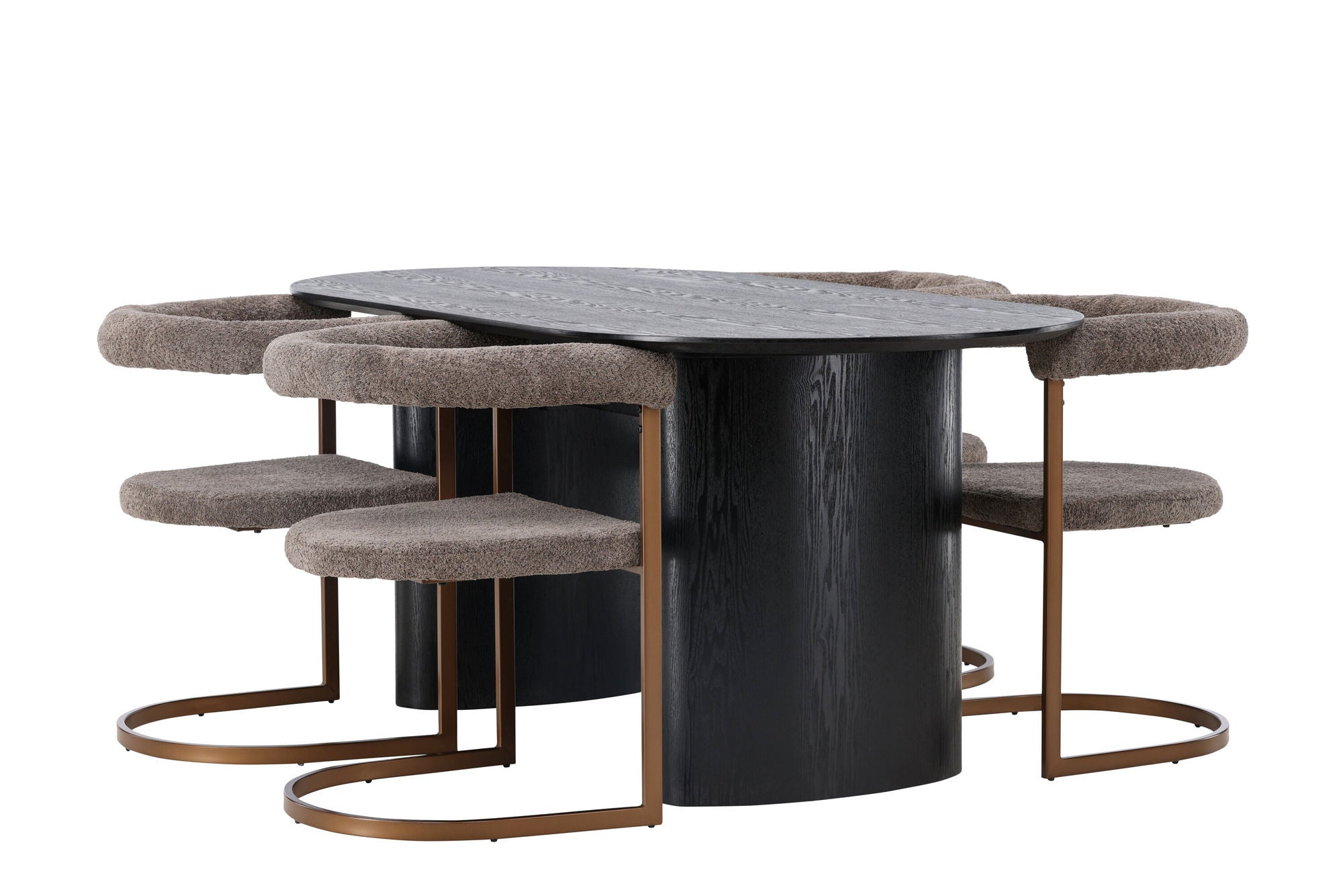 Venture Home Isolde spisebord 180*75 - Black / Black MDF +Morning Spisebordsstol - Black / Black Boucle _4