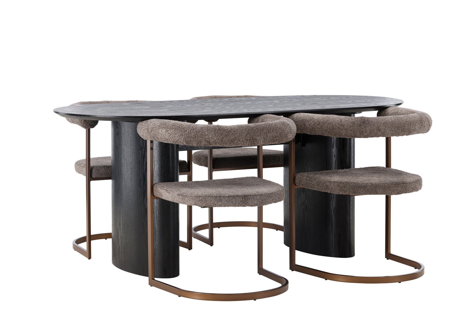 Venture Home Isolde spisebord 180*75 - Black / Black MDF +Morning Spisebordsstol - Black / Black Boucle _4