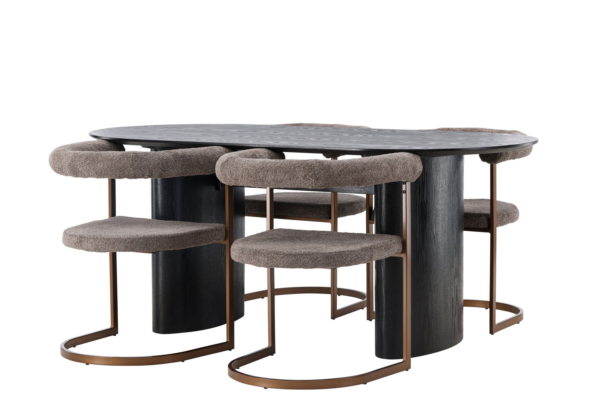 Venture Home Isolde spisebord 180*75 - Black / Black MDF +Morning Spisebordsstol - Black / Black Boucle _4