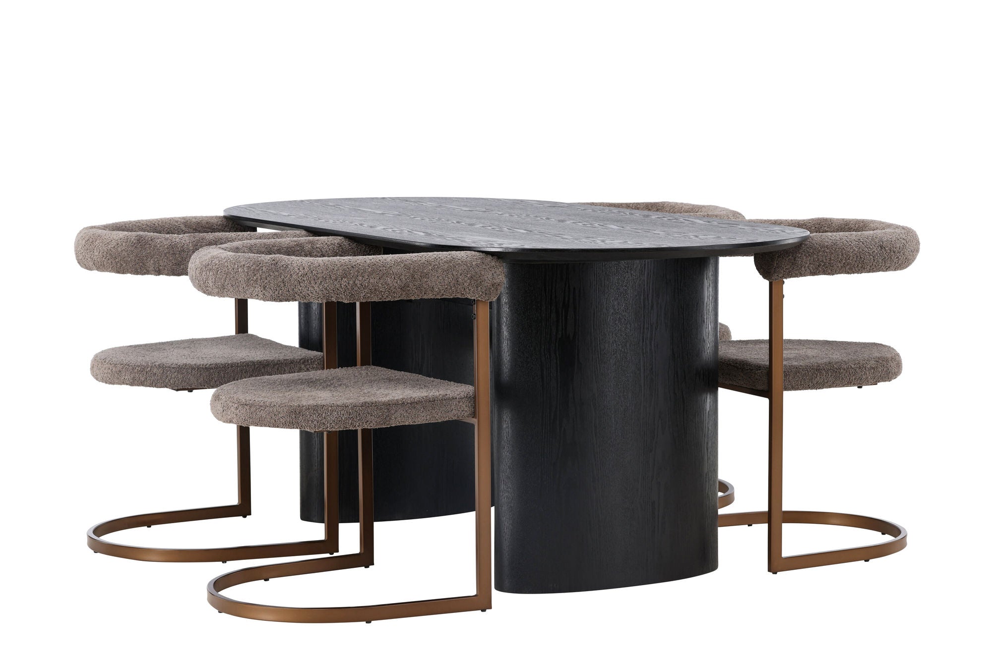 Venture Home Isolde spisebord 180*75 - Black / Black MDF +Morning Spisebordsstol - Black / Black Boucle _4