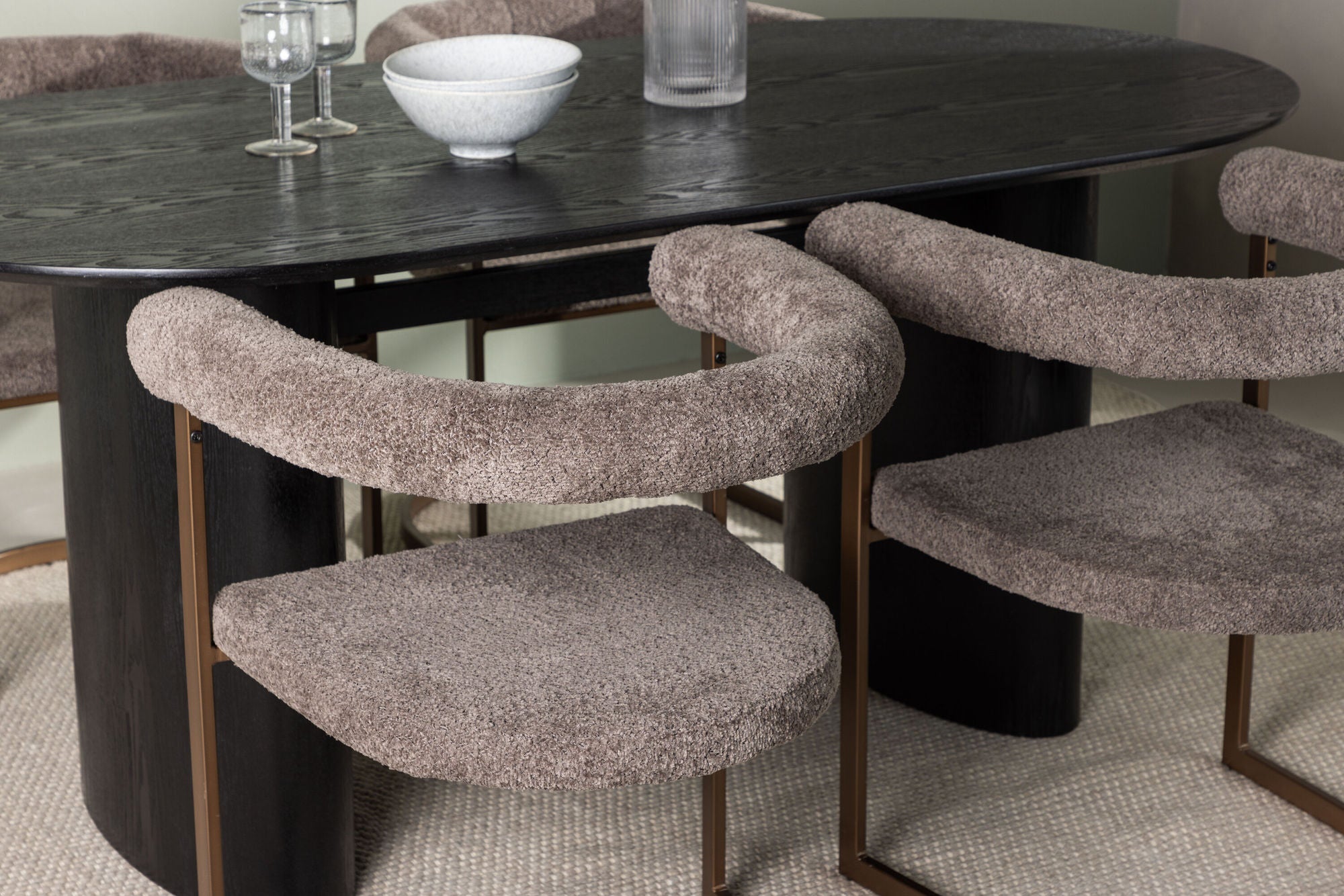 Venture Home Isolde spisebord 180*75 - Black / Black MDF +Morning Spisebordsstol - Black / Black Boucle _4