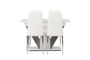 Venture Home Disa spisebord 120/160*80 - White / Grey MDF +Pastill Spisebordsstol - Silver / White PU _4