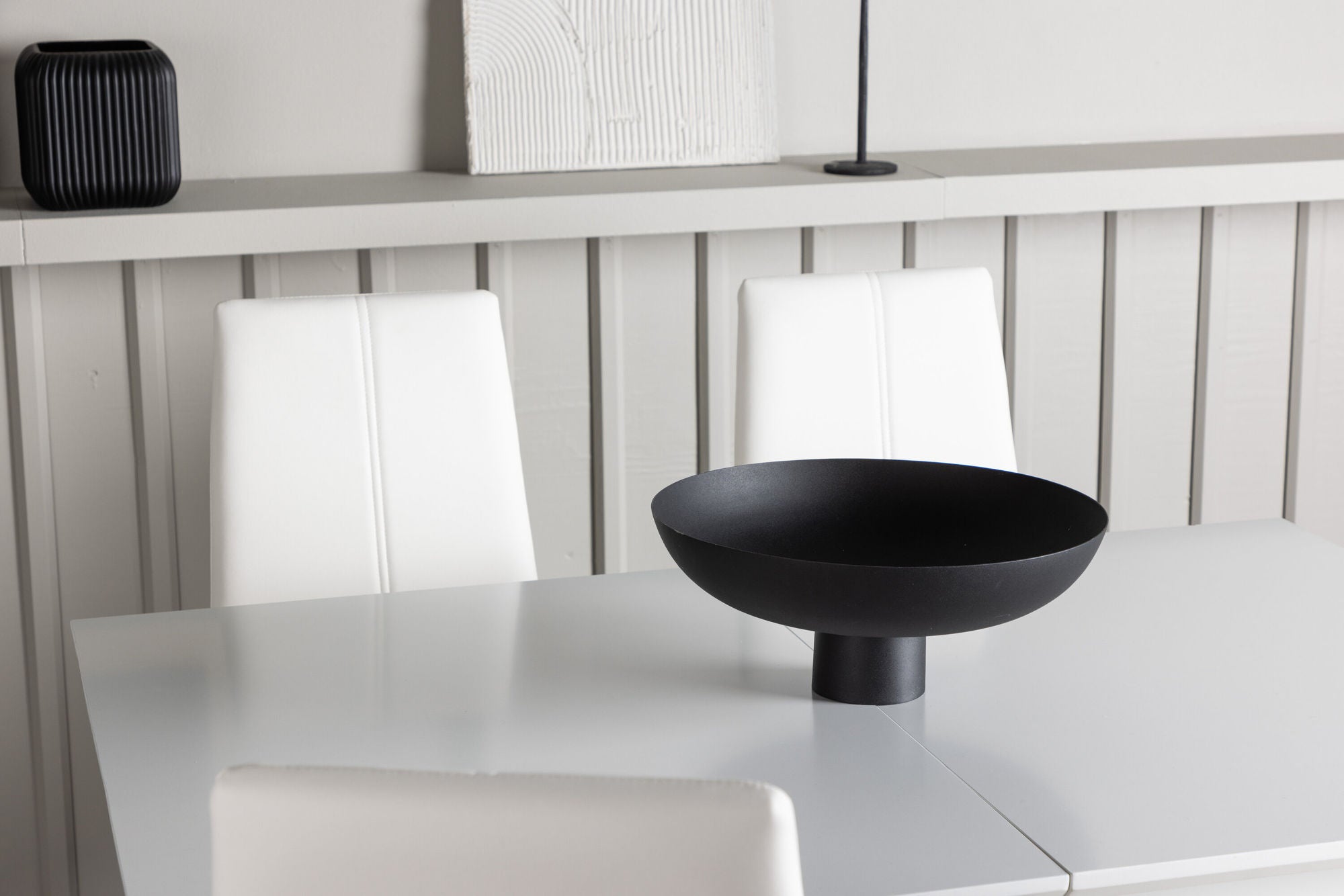 Venture Home Disa spisebord 120/160*80 - White / Grey MDF +Pastill Spisebordsstol - Silver / White PU _4