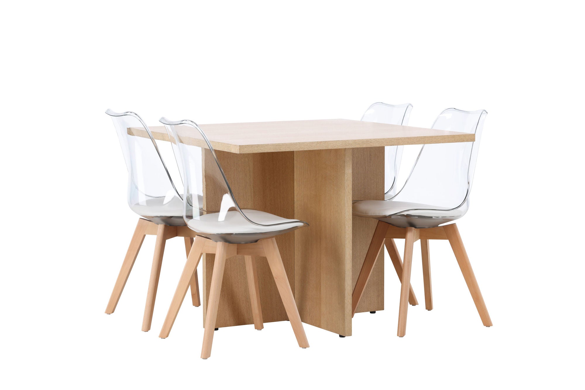 Venture Home Leo spisebord 100*75 - Oaklook / Oaklook MDF +Edvin Spisebordsstol - Nature / PET (seat cushion white) PET surface,seat with usual sponge _4