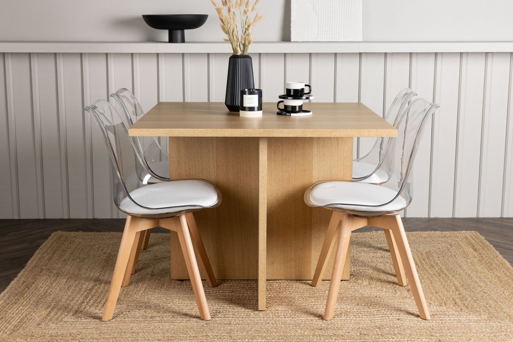 Venture Home Leo spisebord 100*75 - Oaklook / Oaklook MDF +Edvin Spisebordsstol - Nature / PET (seat cushion white) PET surface,seat with usual sponge _4