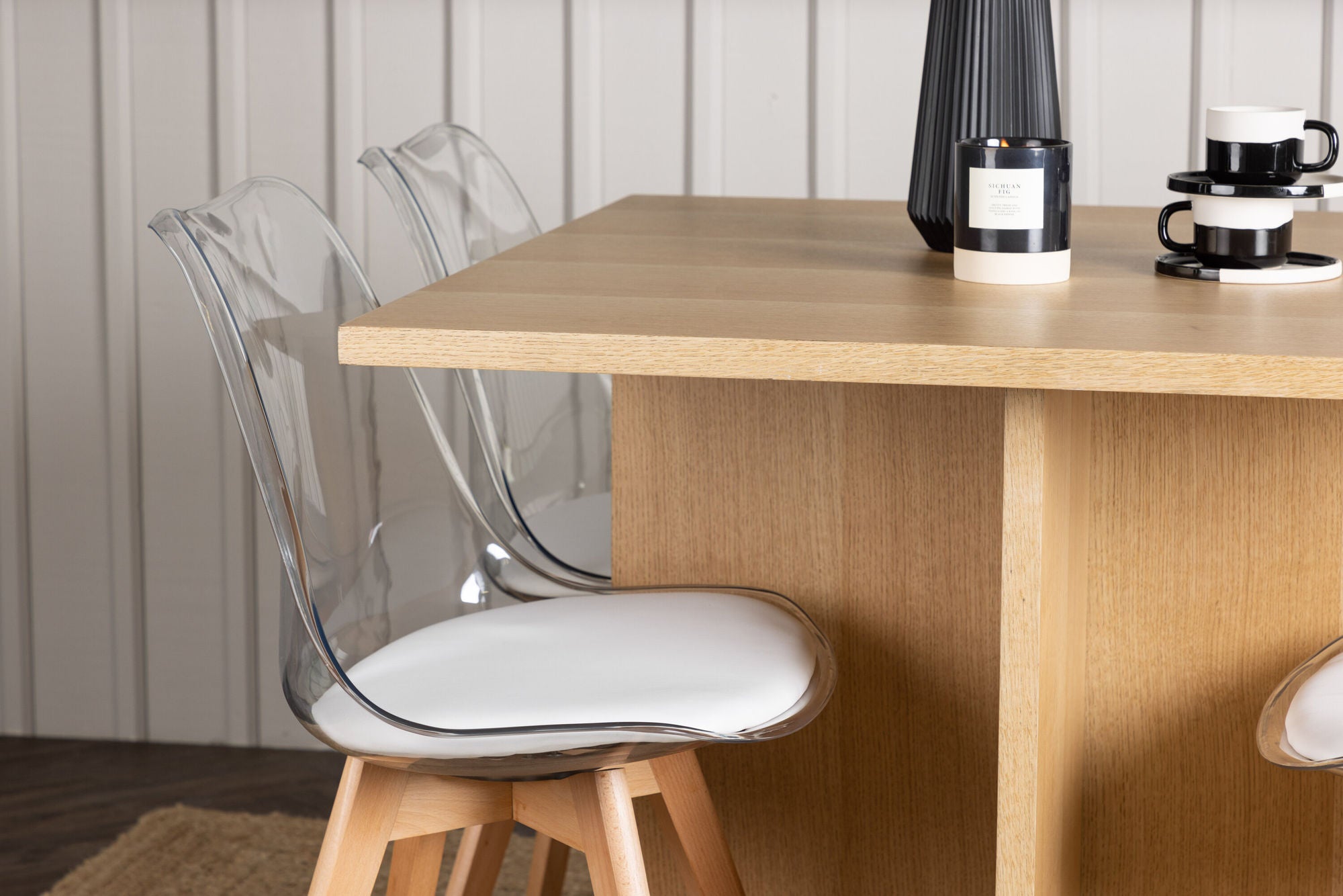 Venture Home Leo spisebord 100*75 - Oaklook / Oaklook MDF +Edvin Spisebordsstol - Nature / PET (seat cushion white) PET surface,seat with usual sponge _4