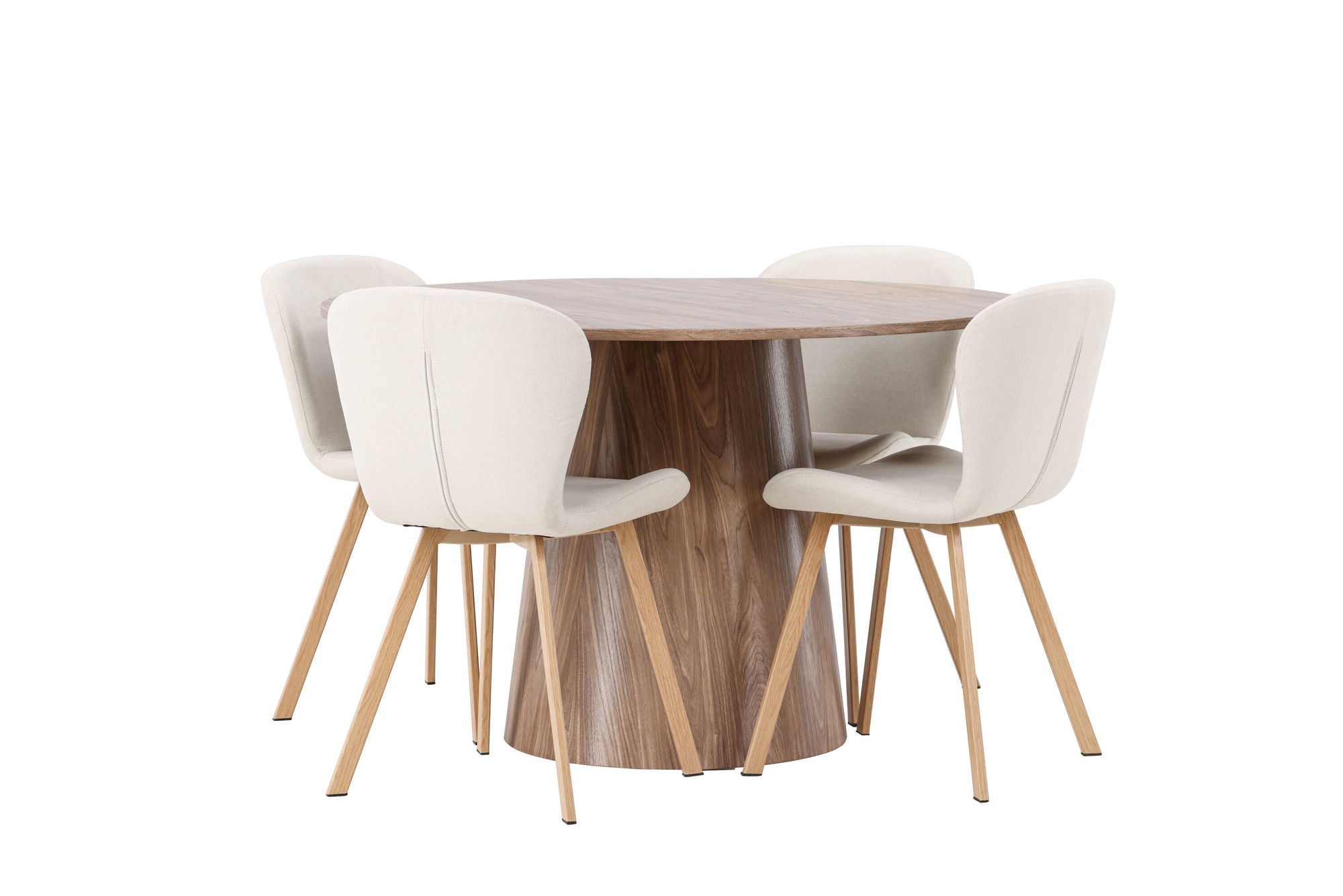 Venture Home Lanzo spisebord φ120 - Natural / Natural MDF +Lilja Spisebordsstol - Oaklook / Beige Fabric _4