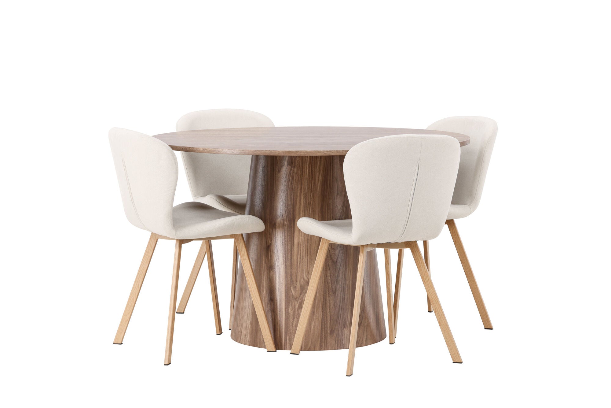 Venture Home Lanzo spisebord φ120 - Natural / Natural MDF +Lilja Spisebordsstol - Oaklook / Beige Fabric _4