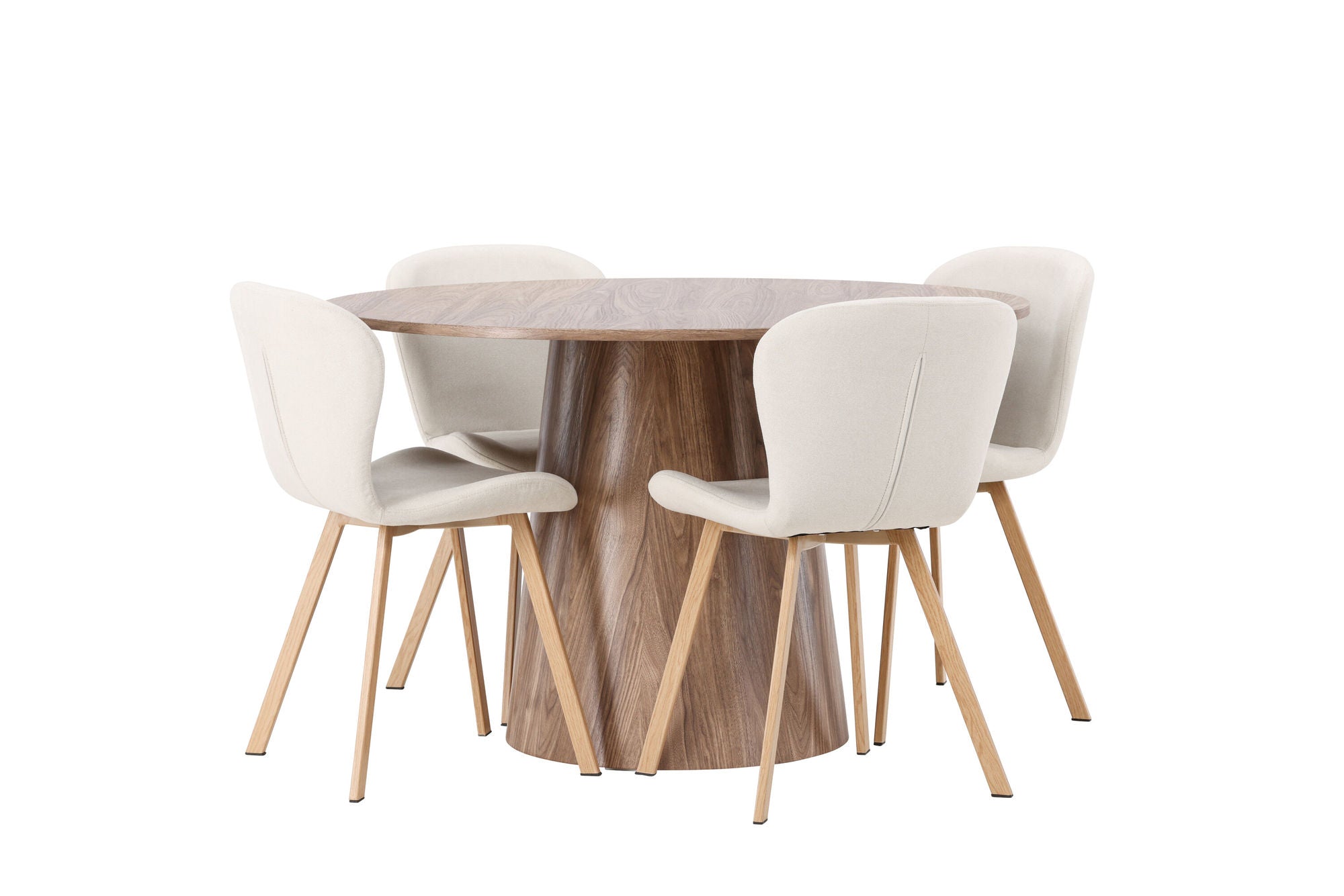 Venture Home Lanzo spisebord φ120 - Natural / Natural MDF +Lilja Spisebordsstol - Oaklook / Beige Fabric _4