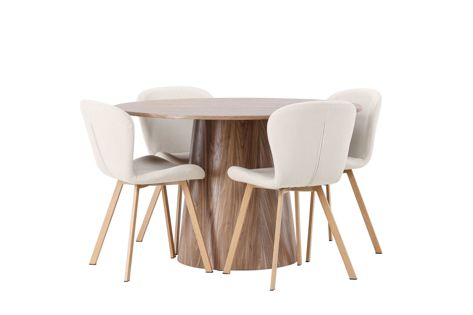 Venture Home Lanzo spisebord φ120 - Natural / Natural MDF +Lilja Spisebordsstol - Oaklook / Beige Fabric _4
