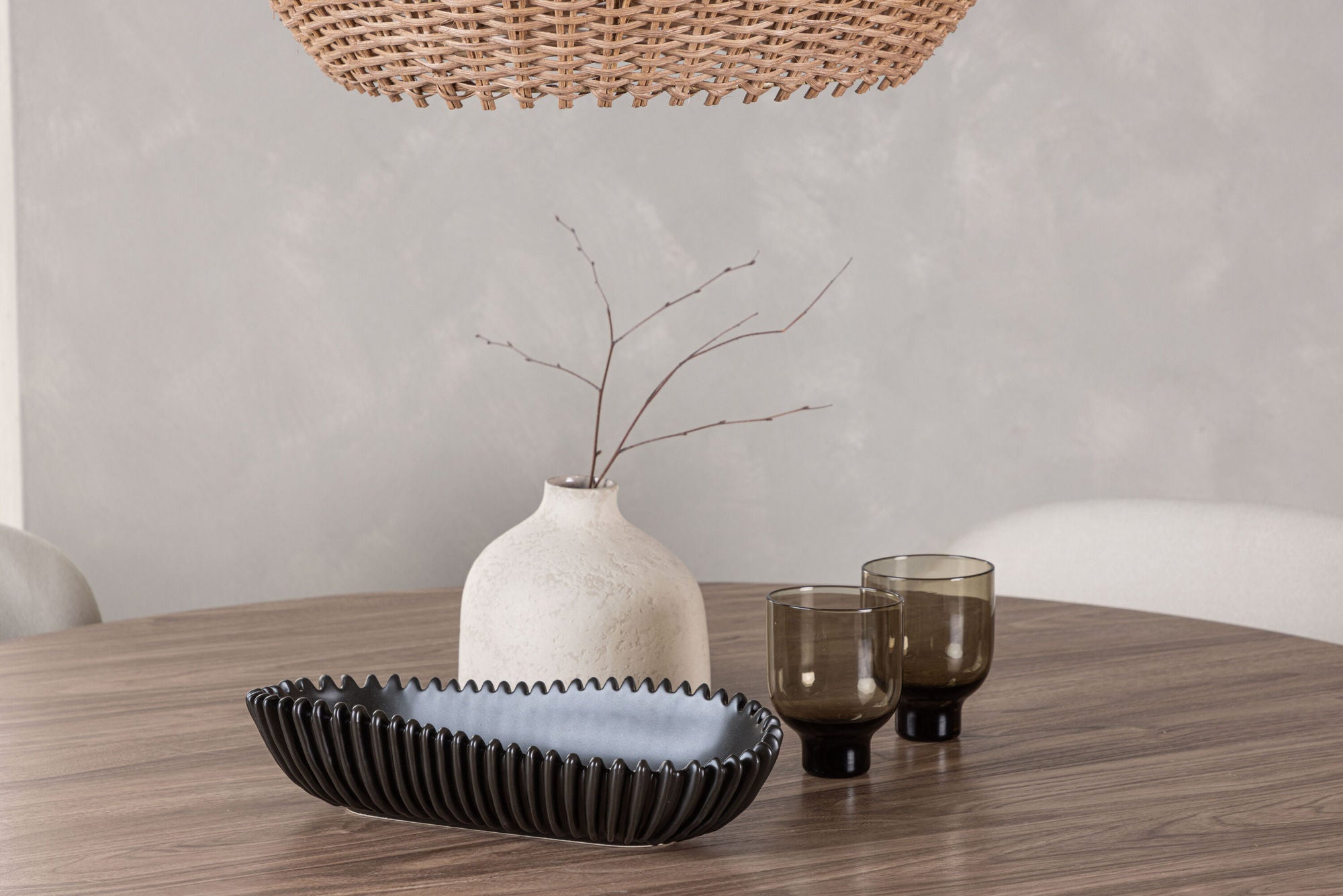 Venture Home Lanzo spisebord φ120 - Natural / Natural MDF +Lilja Spisebordsstol - Oaklook / Beige Fabric _4