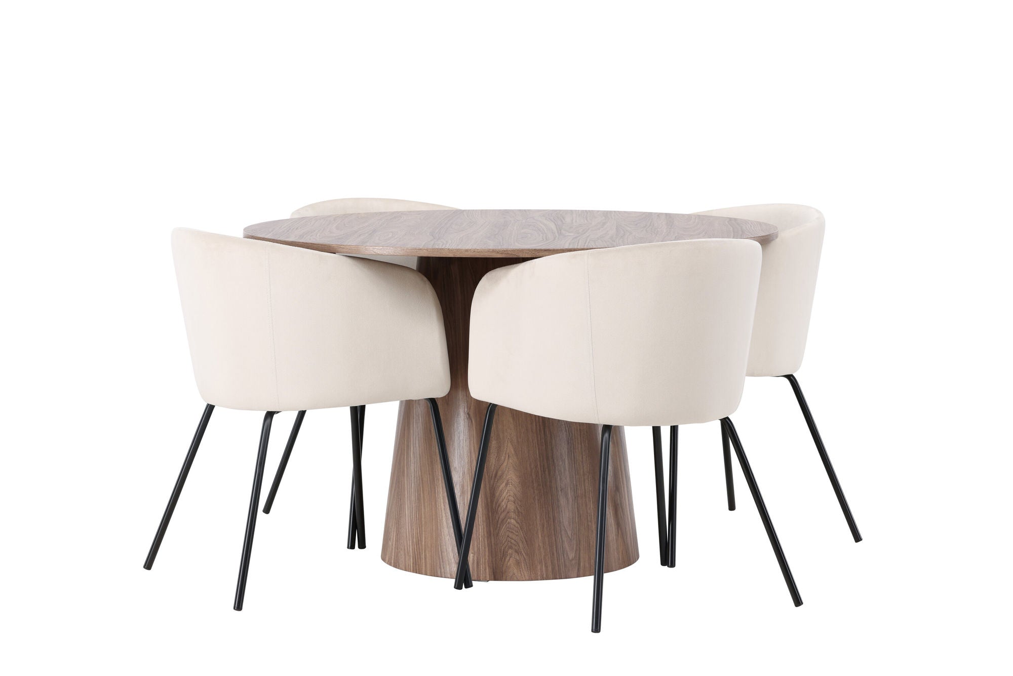 Venture Home Lanzo spisebord φ120 - Natural / Natural MDF +Berit stol - Black / Beige Velvet _4
