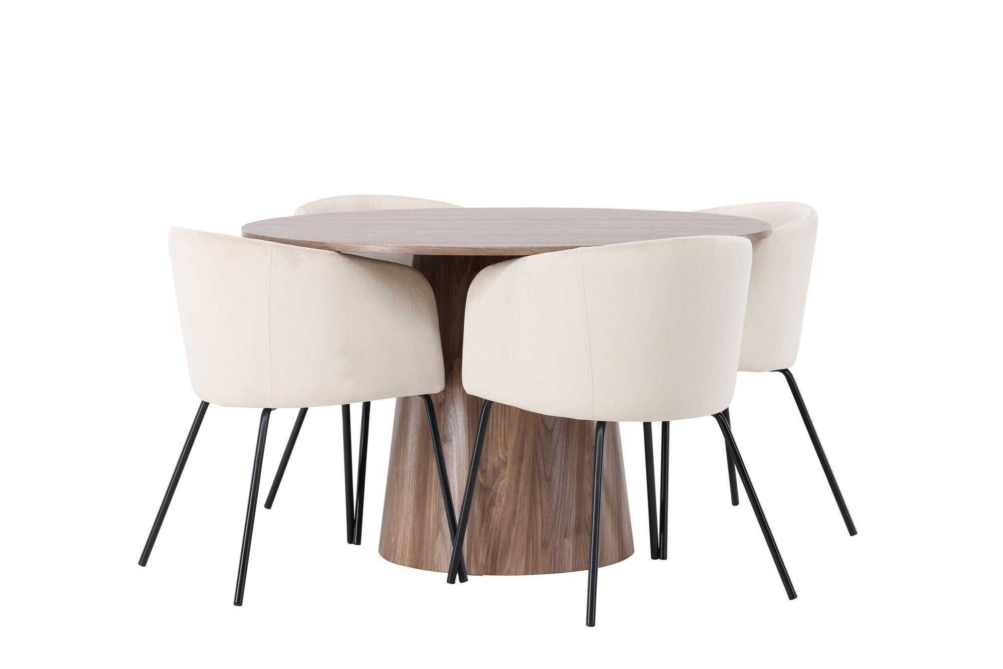 Venture Home Lanzo spisebord φ120 - Natural / Natural MDF +Berit stol - Black / Beige Velvet _4