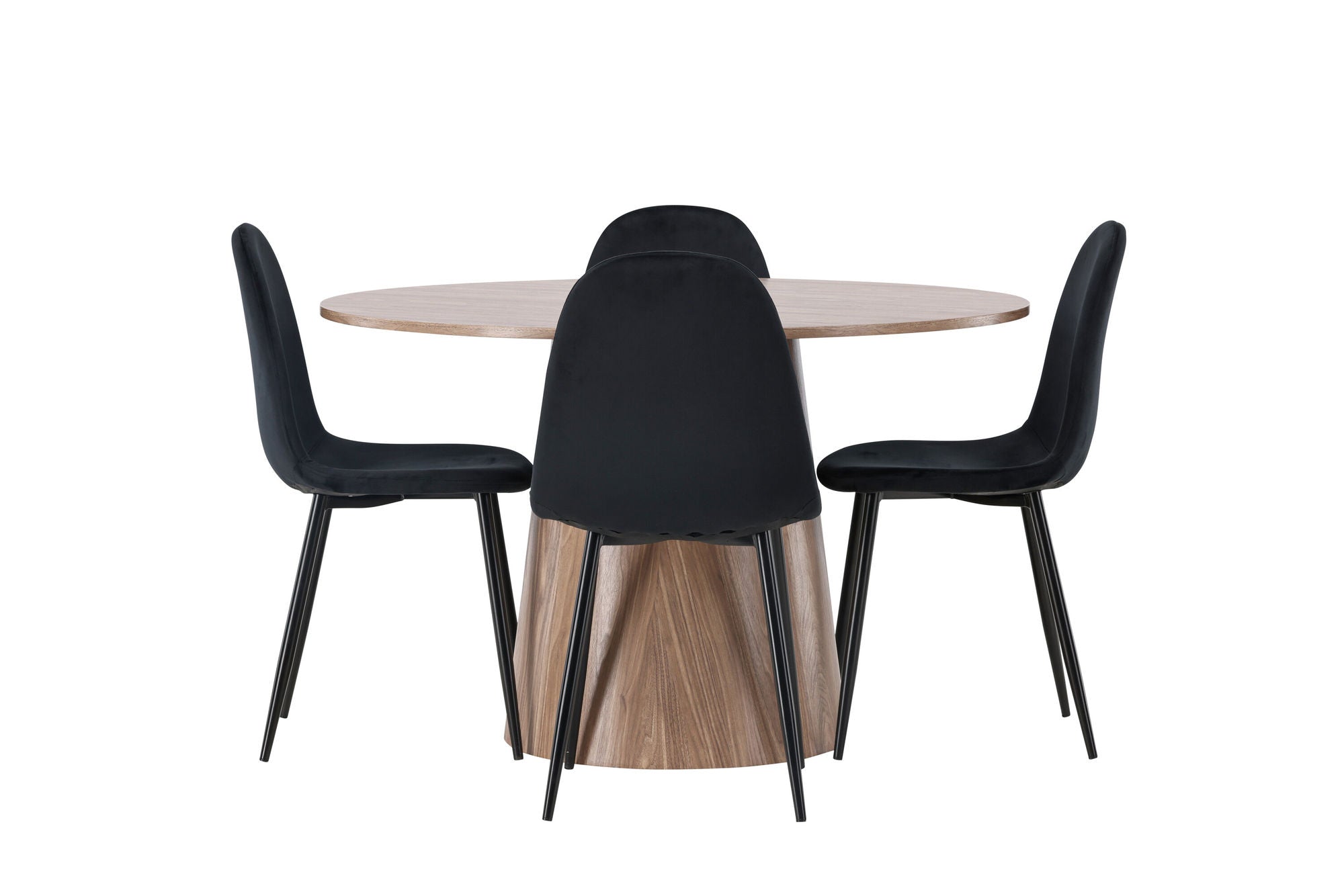Venture Home Lanzo spisebord φ120 - Natural / Natural MDF +Polar Spisebordsstol - Black legs / Black Velvet _4