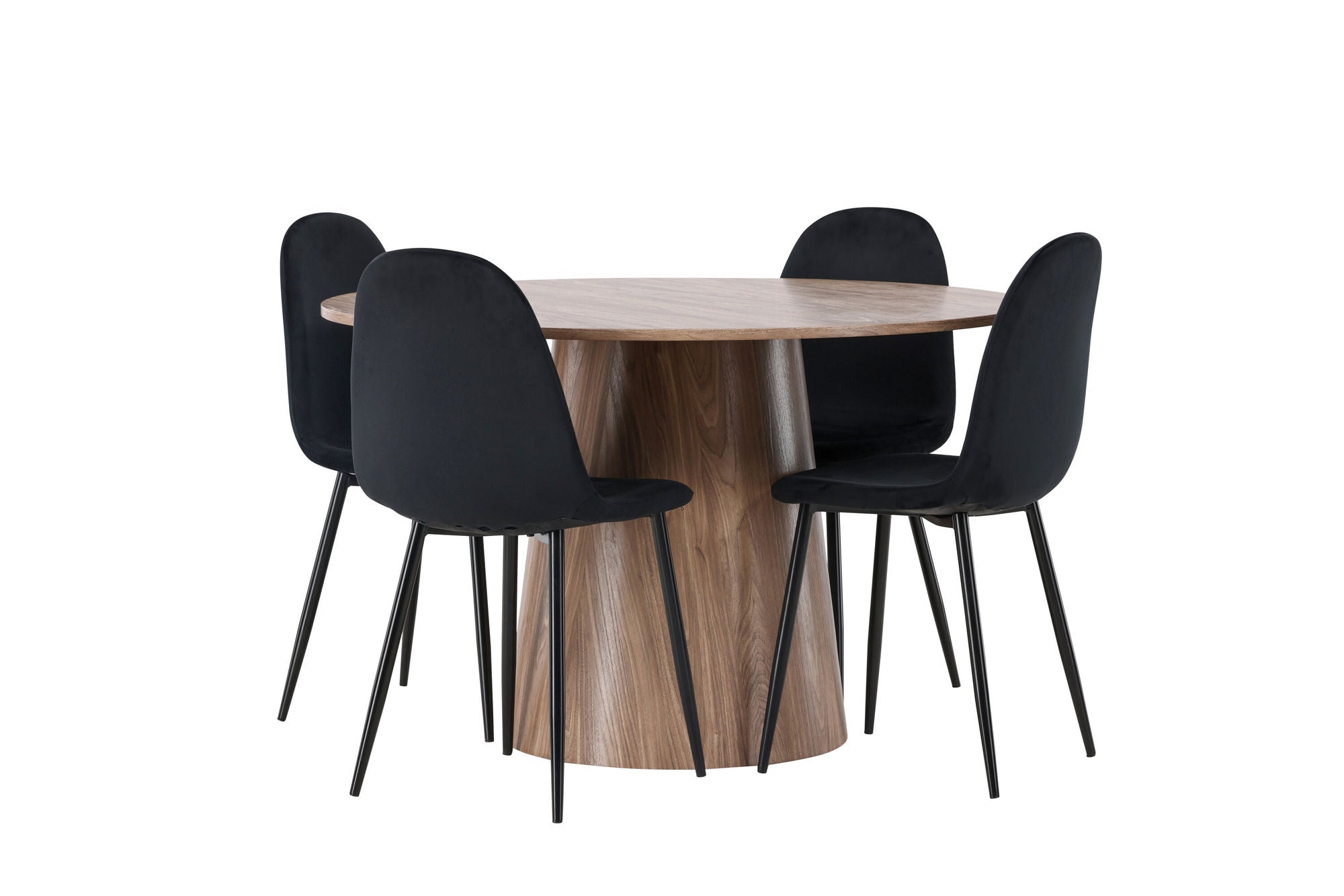 Venture Home Lanzo spisebord φ120 - Natural / Natural MDF +Polar Spisebordsstol - Black legs / Black Velvet _4