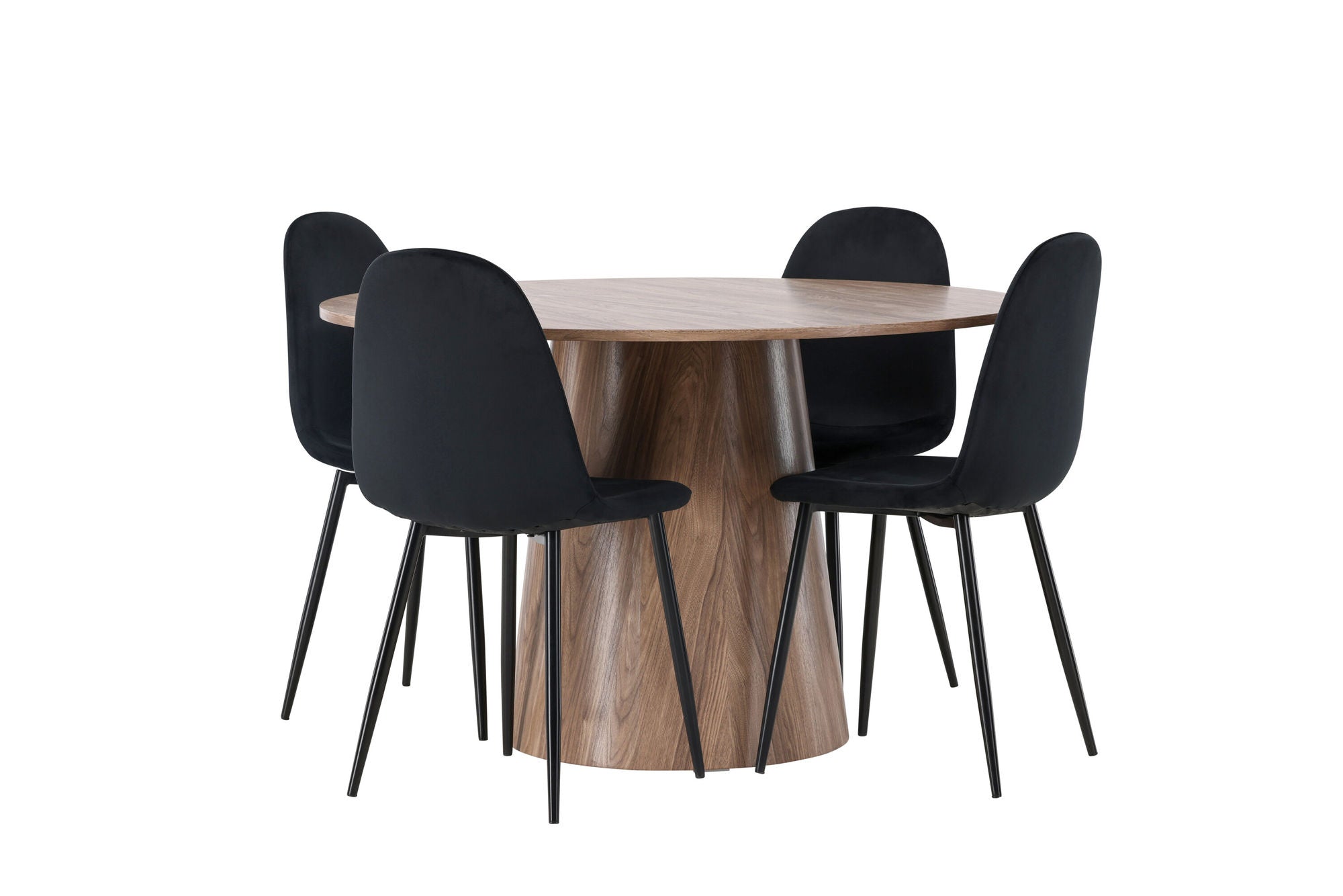 Venture Home Lanzo spisebord φ120 - Natural / Natural MDF +Polar Spisebordsstol - Black legs / Black Velvet _4