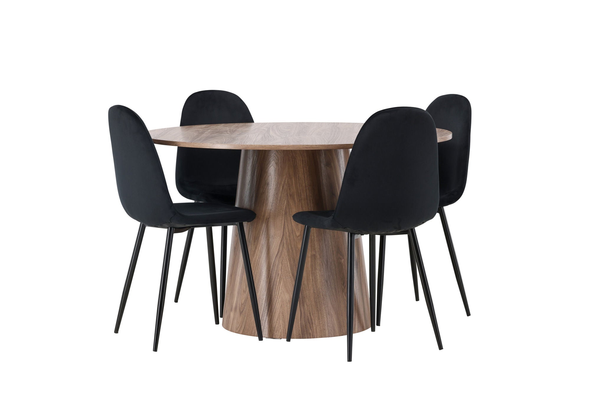Venture Home Lanzo spisebord φ120 - Natural / Natural MDF +Polar Spisebordsstol - Black legs / Black Velvet _4