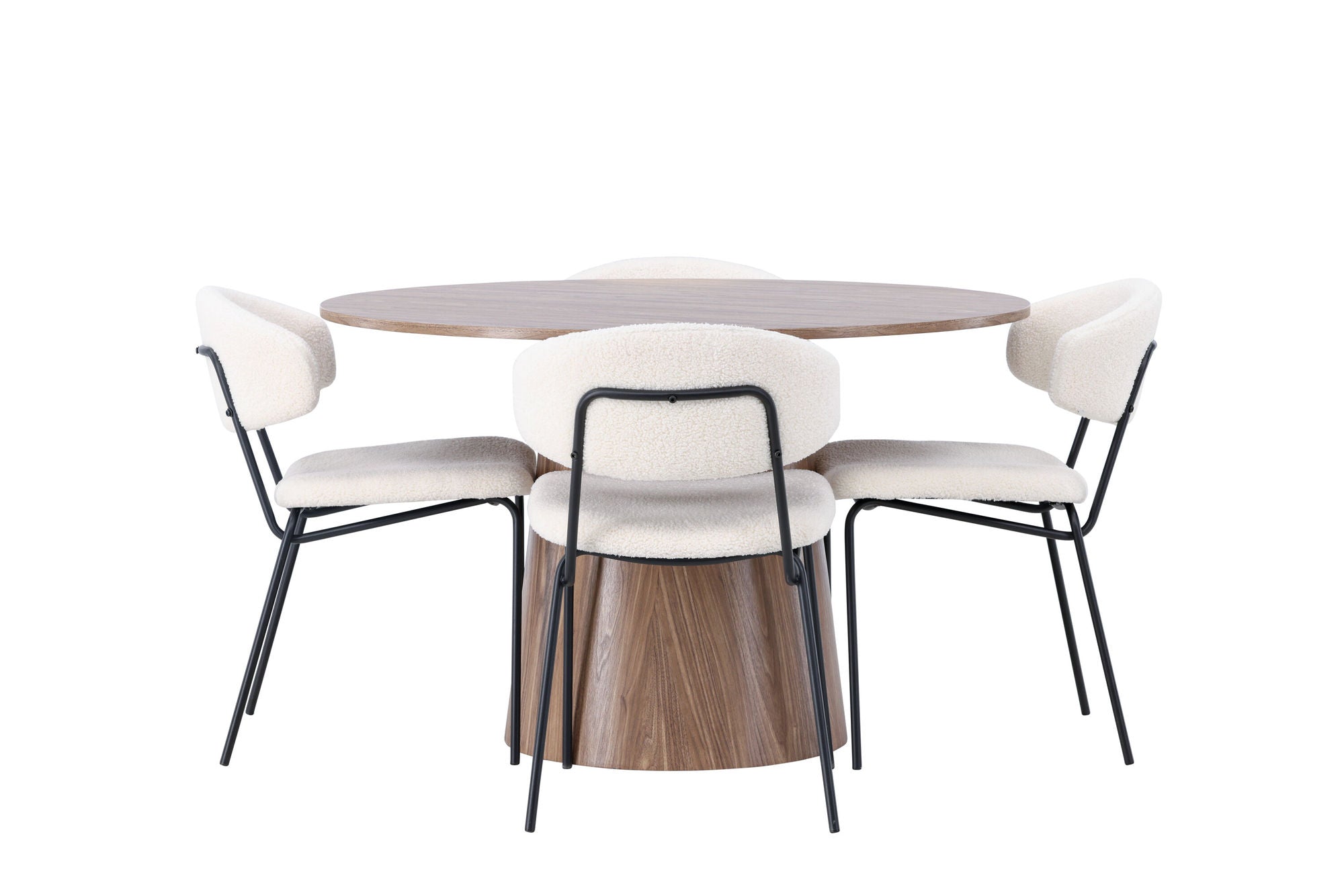 Venture Home Lanzo spisebord φ120 - Natural / Natural MDF +Chico Spisebordsstol - Black / White Boucle _4