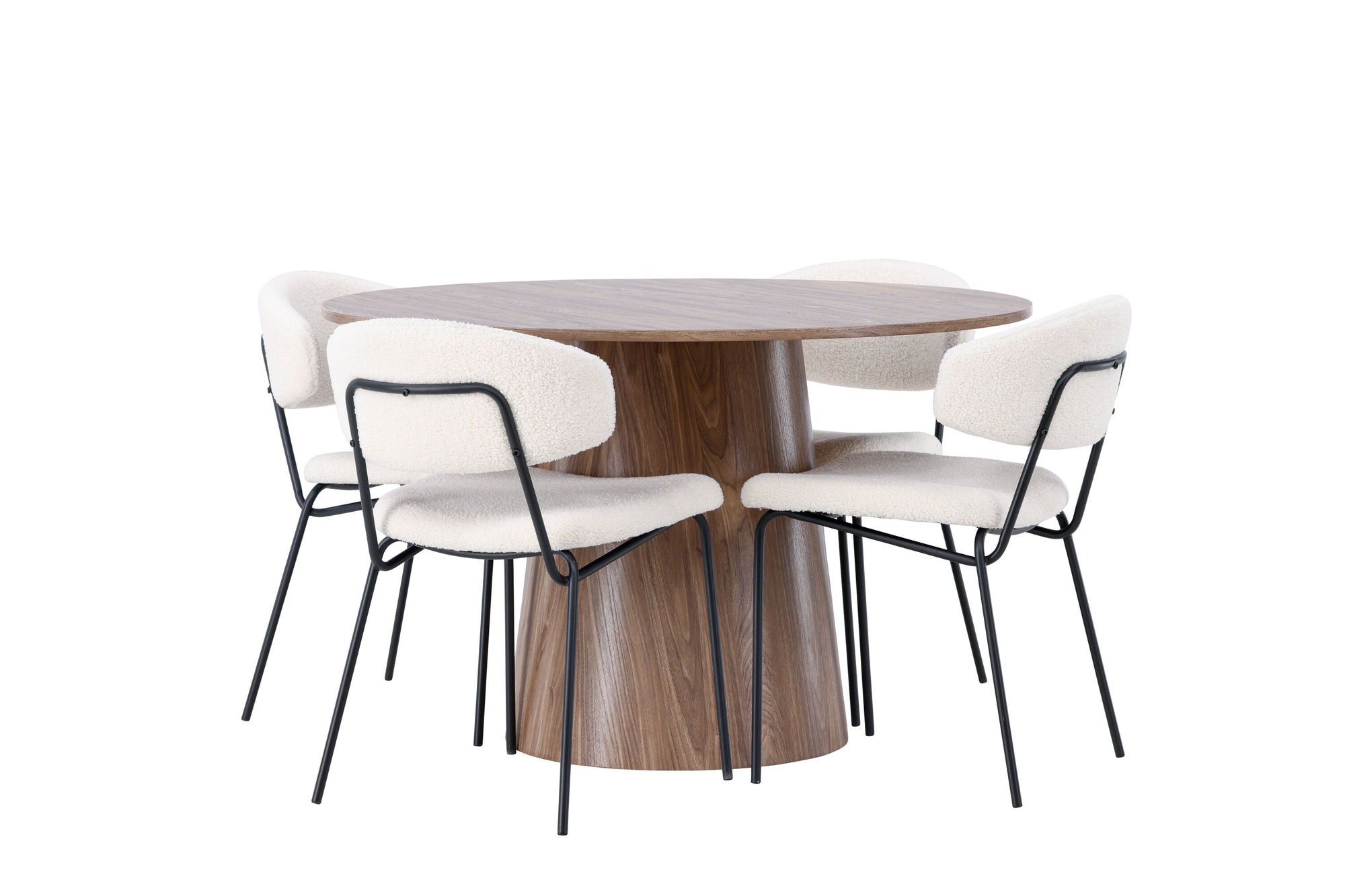Venture Home Lanzo spisebord φ120 - Natural / Natural MDF +Chico Spisebordsstol - Black / White Boucle _4