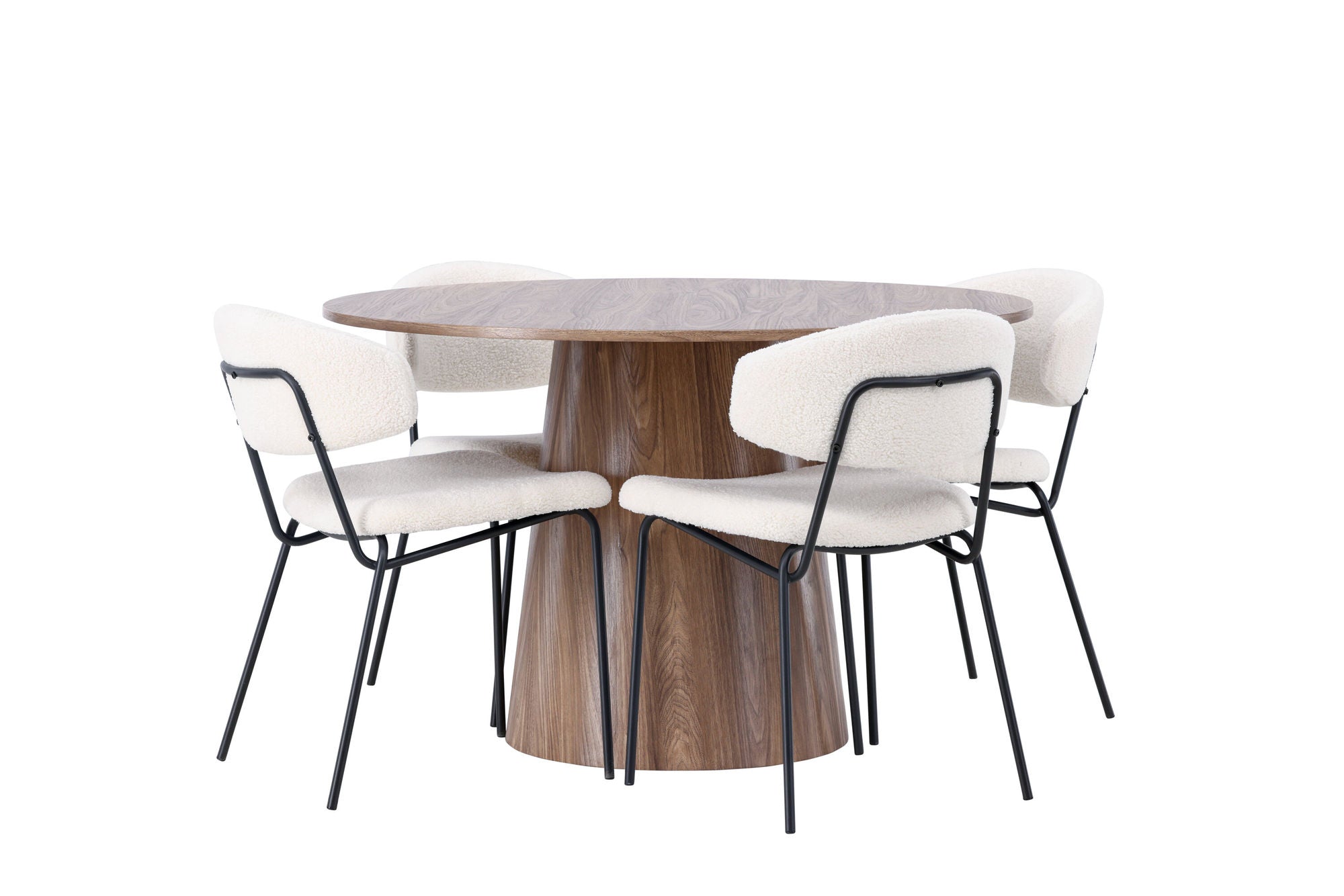 Venture Home Lanzo spisebord φ120 - Natural / Natural MDF +Chico Spisebordsstol - Black / White Boucle _4