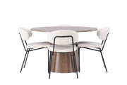 Venture Home Lanzo spisebord φ120 - Natural / Natural MDF +Chico Spisebordsstol - Black / White Boucle _4