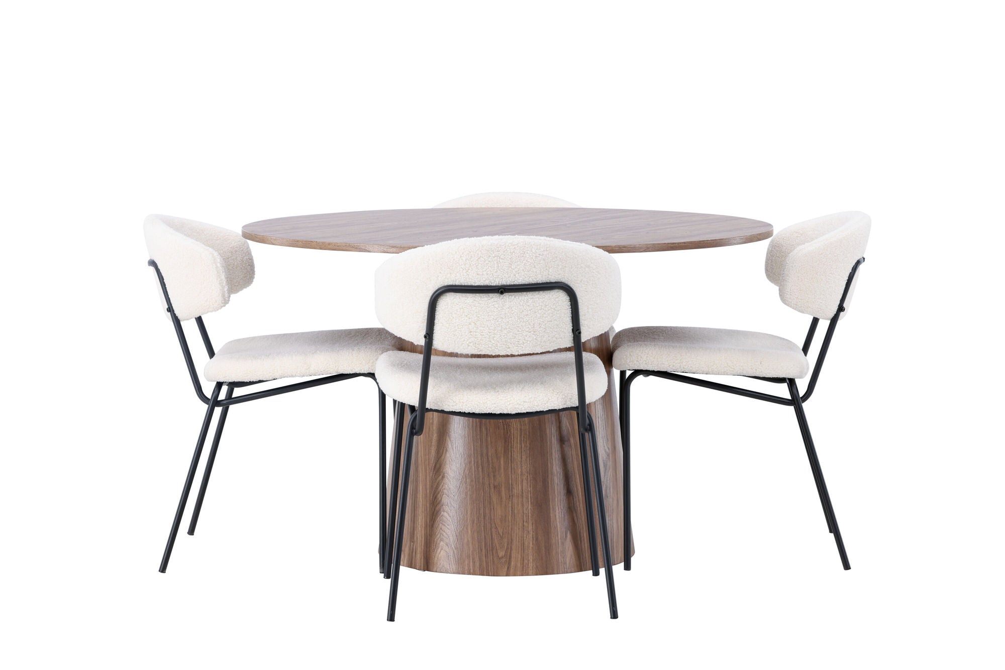 Venture Home Lanzo spisebord φ120 - Natural / Natural MDF +Chico Spisebordsstol - Black / White Boucle _4