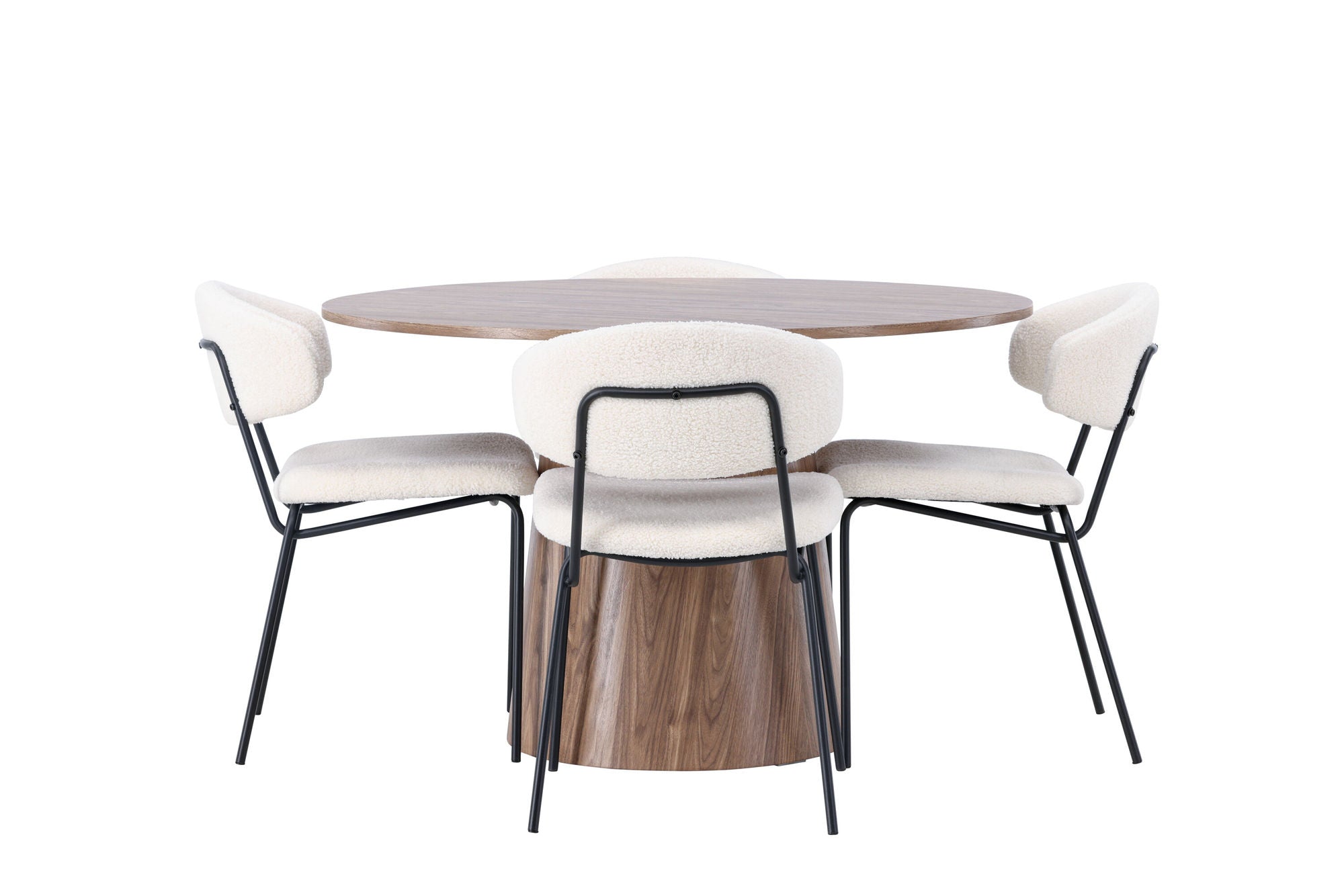 Venture Home Lanzo spisebord φ120 - Natural / Natural MDF +Chico Spisebordsstol - Black / White Boucle _4