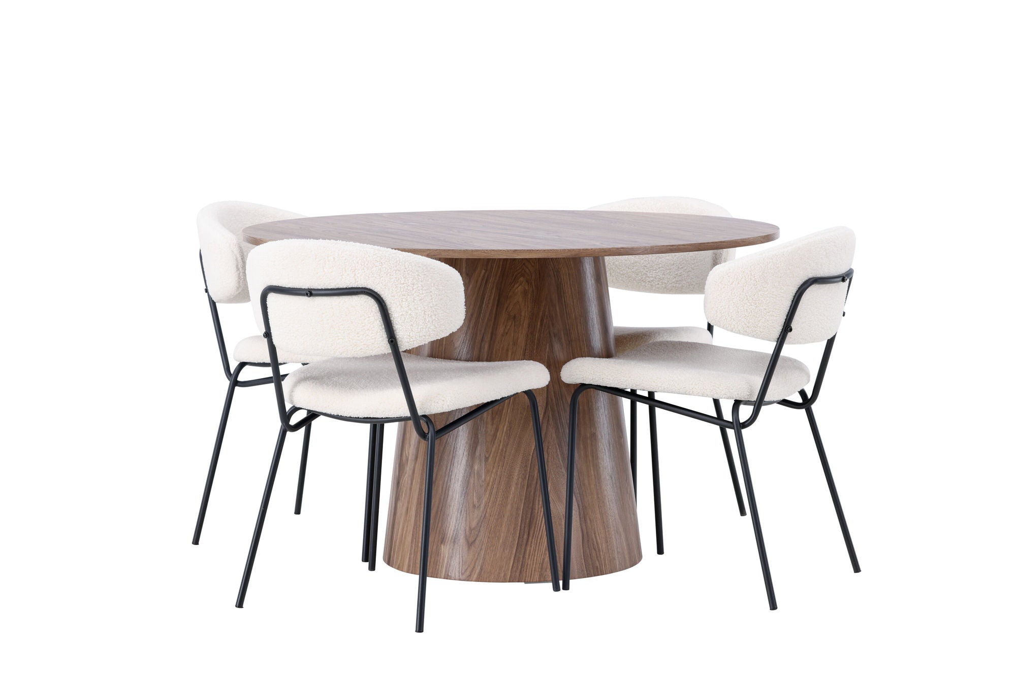 Venture Home Lanzo spisebord φ120 - Natural / Natural MDF +Chico Spisebordsstol - Black / White Boucle _4