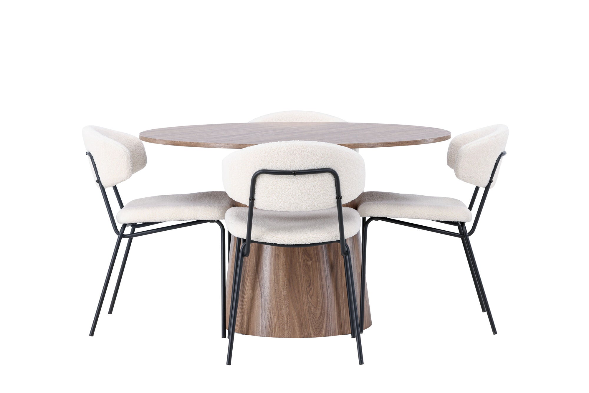 Venture Home Lanzo spisebord φ120 - Natural / Natural MDF +Chico Spisebordsstol - Black / White Boucle _4
