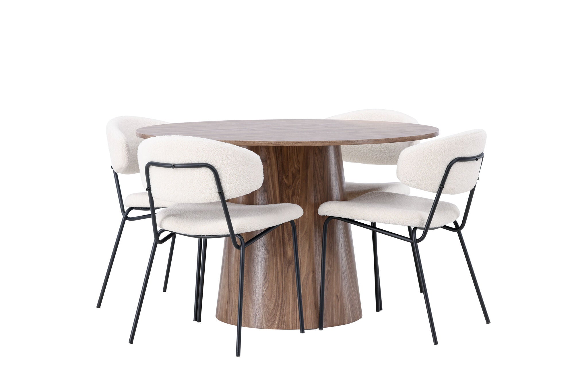 Venture Home Lanzo spisebord φ120 - Natural / Natural MDF +Chico Spisebordsstol - Black / White Boucle _4