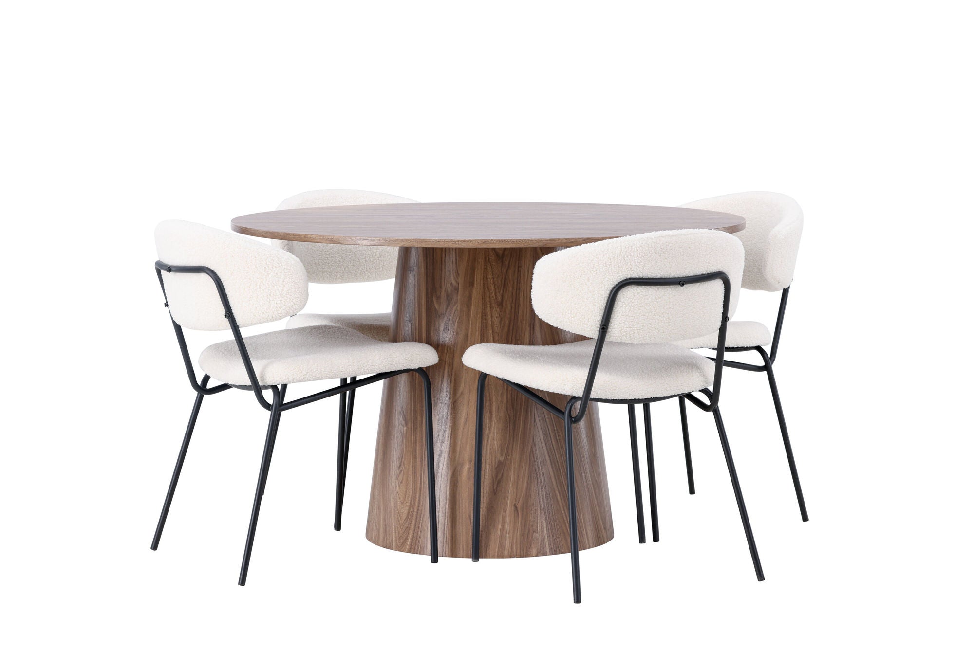 Venture Home Lanzo spisebord φ120 - Natural / Natural MDF +Chico Spisebordsstol - Black / White Boucle _4