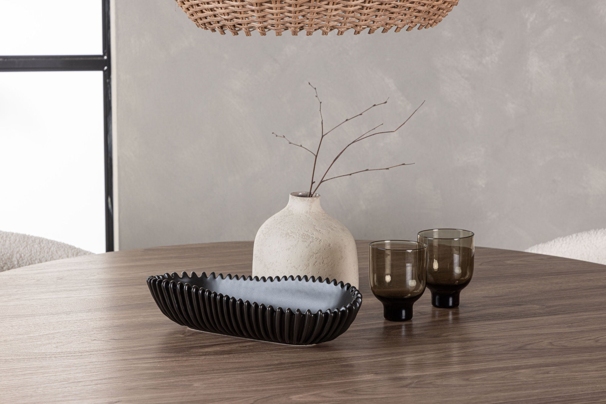 Venture Home Lanzo spisebord φ120 - Natural / Natural MDF +Chico Spisebordsstol - Black / White Boucle _4