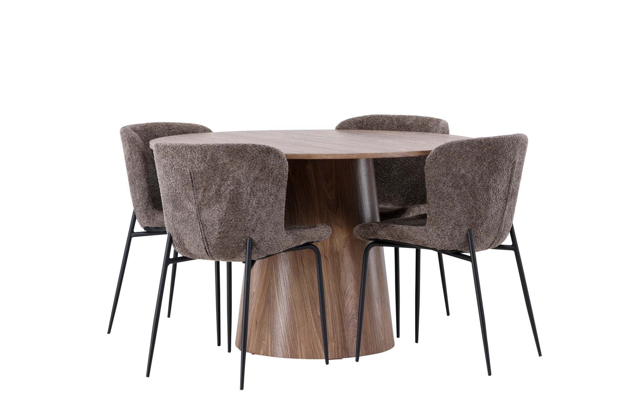 Venture Home Lanzo spisebord φ120 - Natural / Natural MDF +Modesto Spisebordsstol - Grey / Smoked Black Boucle _4