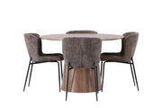 Venture Home Lanzo spisebord φ120 - Natural / Natural MDF +Modesto Spisebordsstol - Grey / Smoked Black Boucle _4