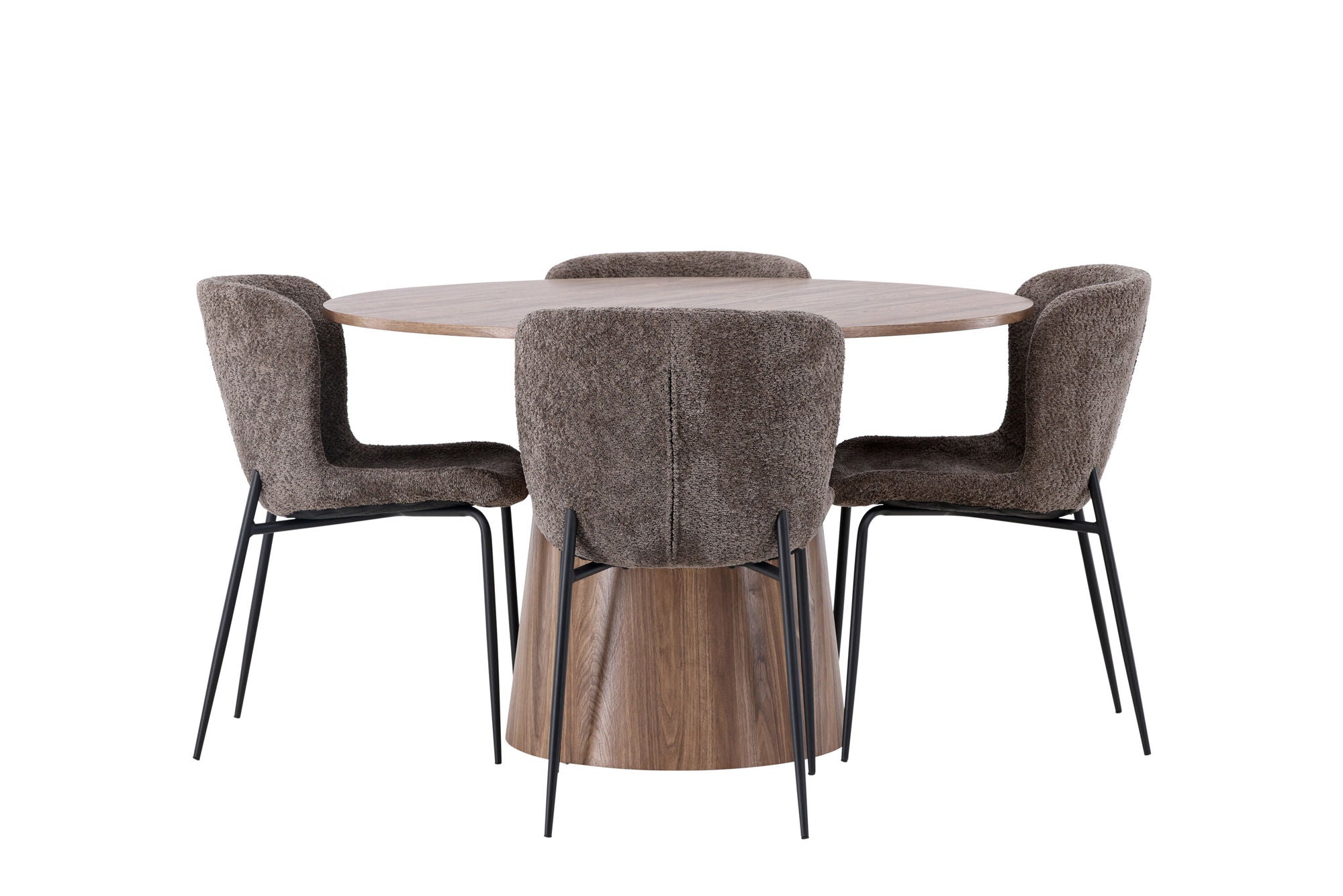 Venture Home Lanzo spisebord φ120 - Natural / Natural MDF +Modesto Spisebordsstol - Grey / Smoked Black Boucle _4