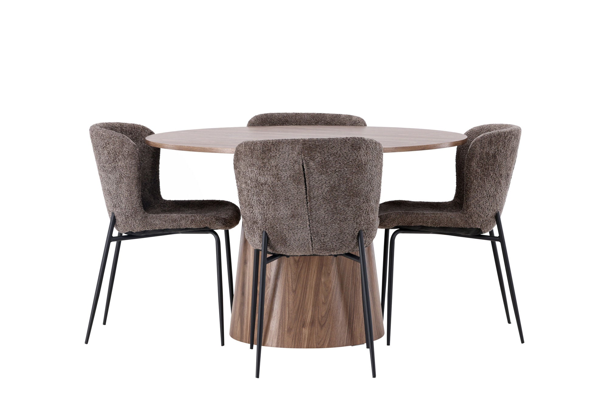 Venture Home Lanzo spisebord φ120 - Natural / Natural MDF +Modesto Spisebordsstol - Grey / Smoked Black Boucle _4