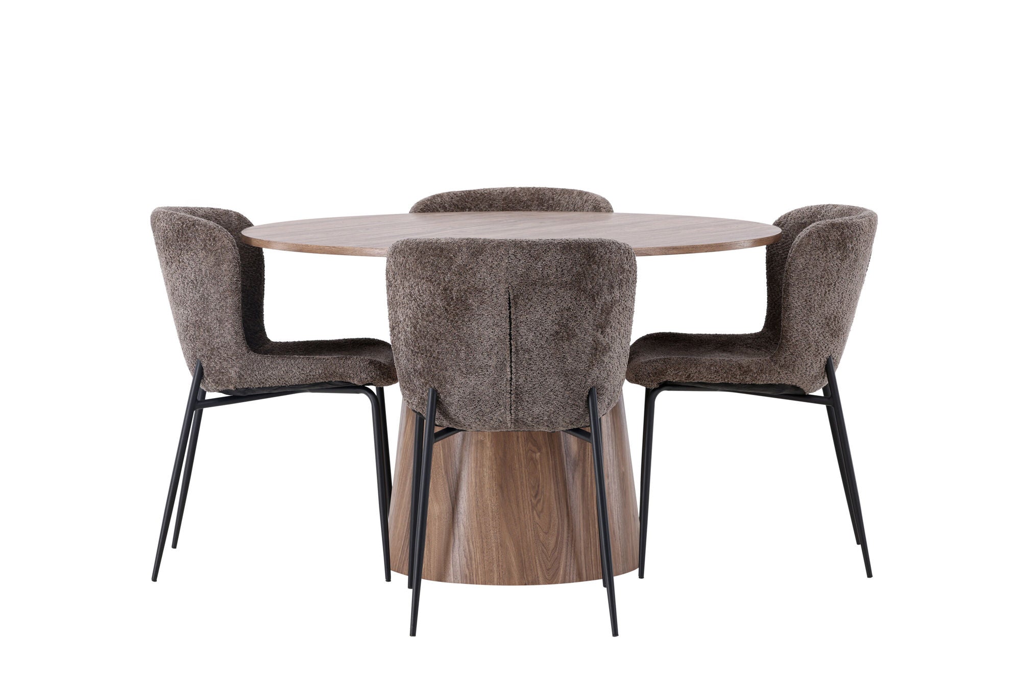 Venture Home Lanzo spisebord φ120 - Natural / Natural MDF +Modesto Spisebordsstol - Grey / Smoked Black Boucle _4